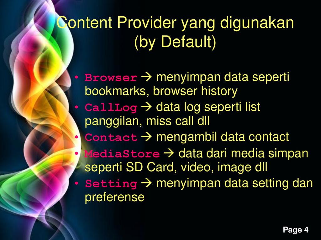 Content provider android. Content provider.