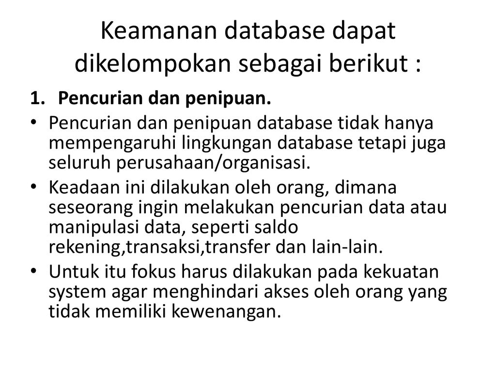 KEAMANAN SISTEM DATABASE - Ppt Download