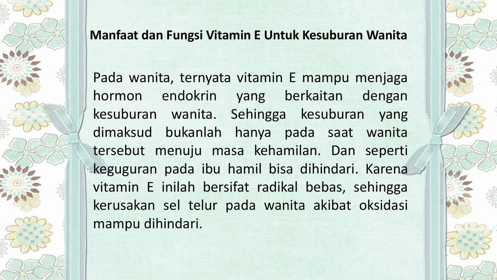 Peran Vitamin E Dalam Reproduksi Ppt Download