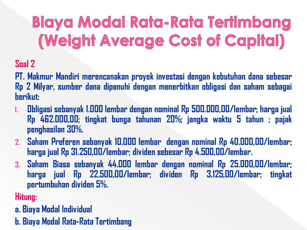 Biaya Modal Cost Of Capital Ppt Download