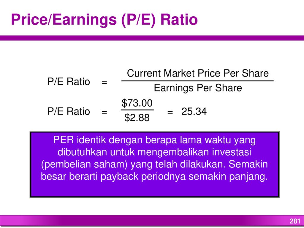 P e ratio