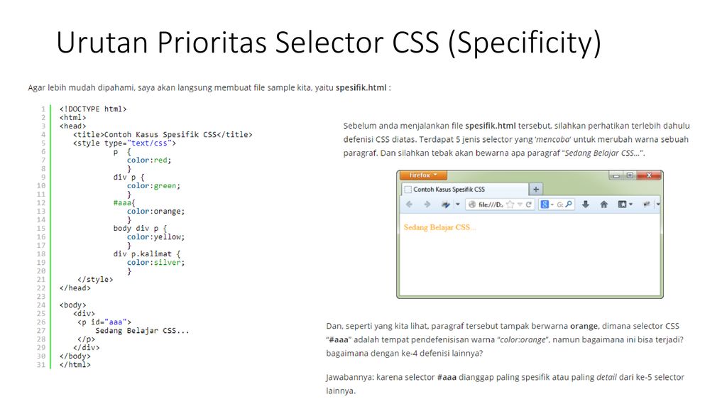 Urutan Prioritas Selector CSS (Cascading) - Ppt Download