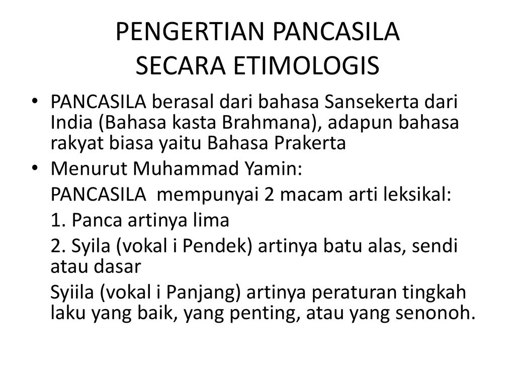 Pancasila dari berasal etimologis bahasa secara [Jawaban] Pancasila