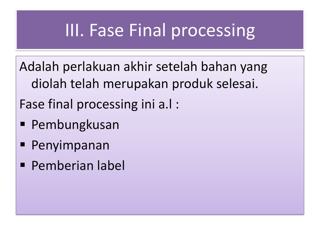 Final process