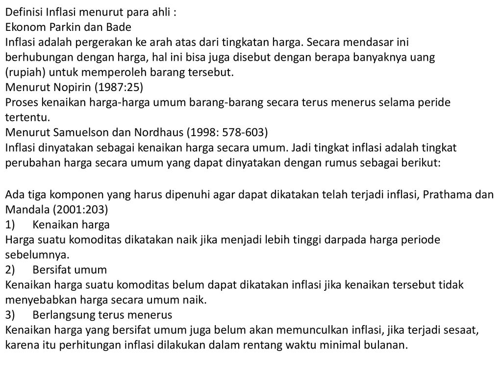 INFLASI Dan DEFLASI A. Pengertian Inflasi Banyak Pengertian Inflasi ...