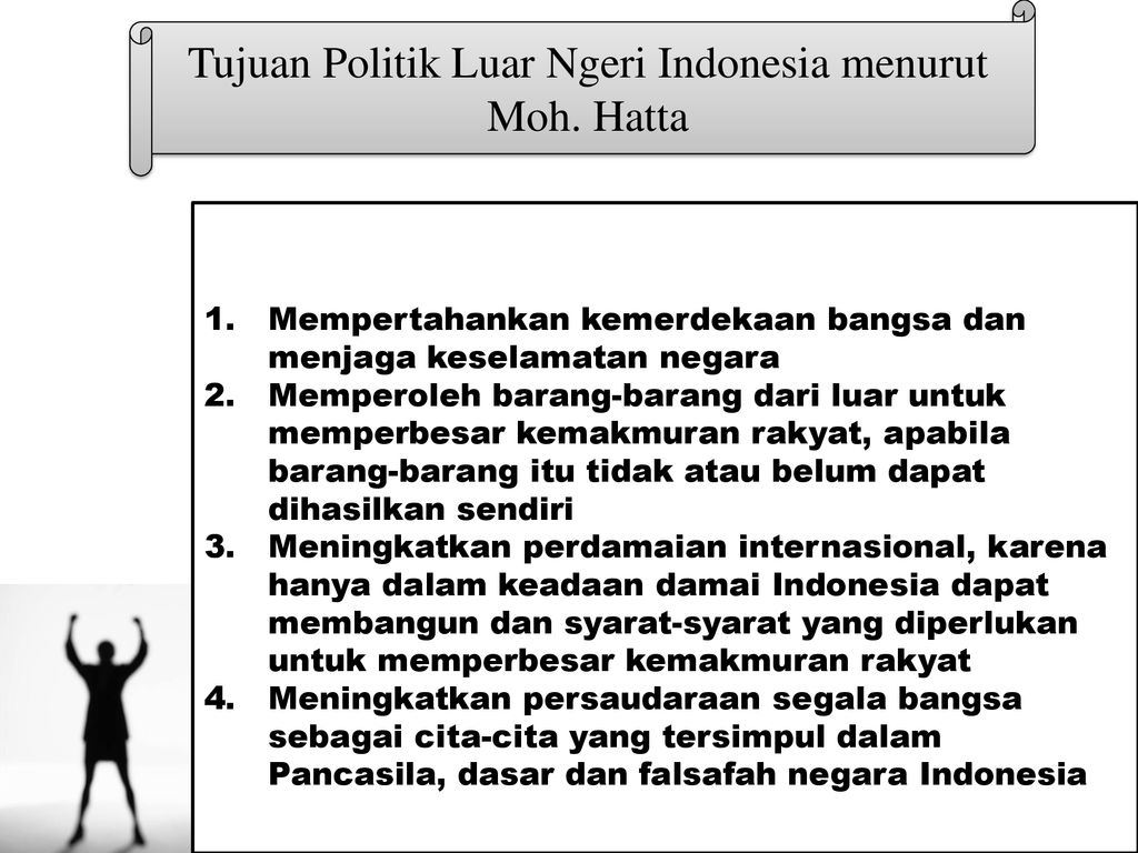 Tujuan Politik Luar Ngeri Indonesia menurut Moh. Hatta