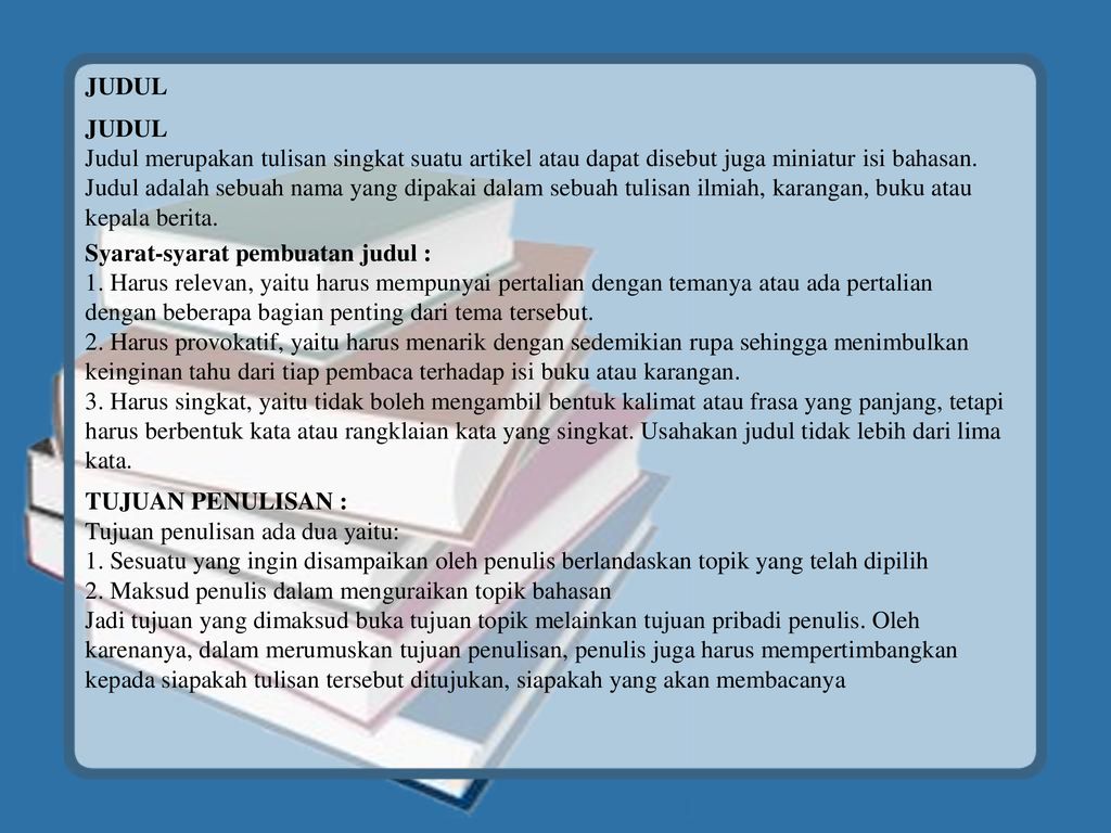 Topik Judul Tema Karya Ilmiah Ppt Download