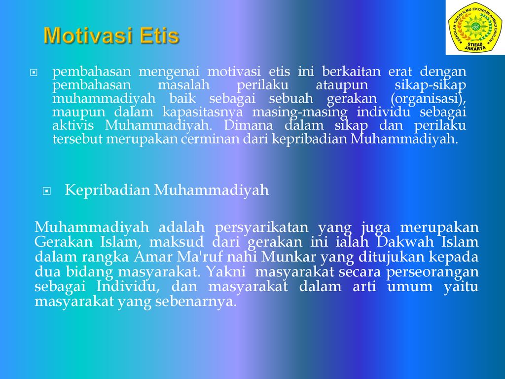 Motivasi Etis Kepribadian Muhammadiyah