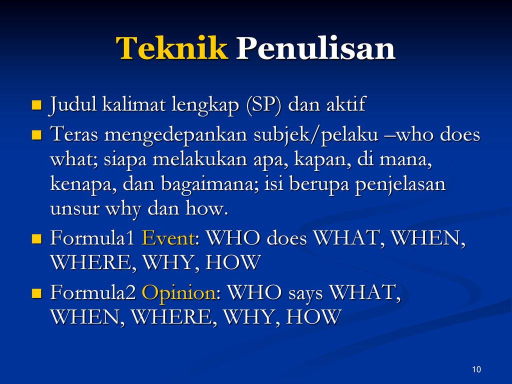 TEKNIK MENULIS BERITA Oleh Maukuf Masykur Jurnalistik II - Ppt Download