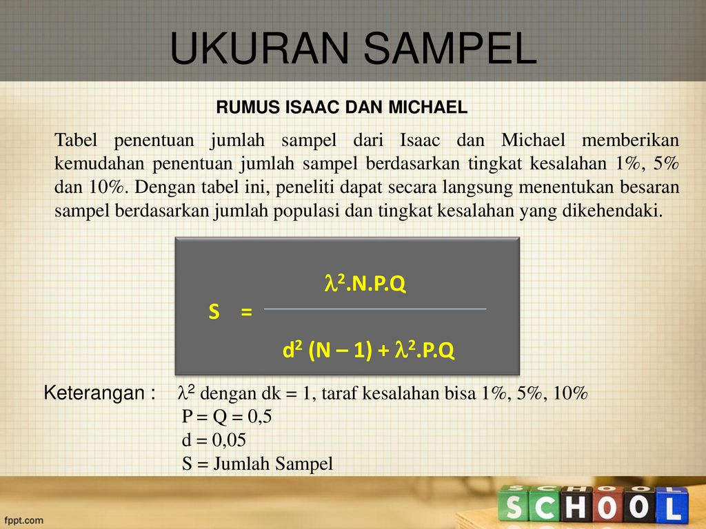 materi rumus pengambilan sampel isaac and michael pdf