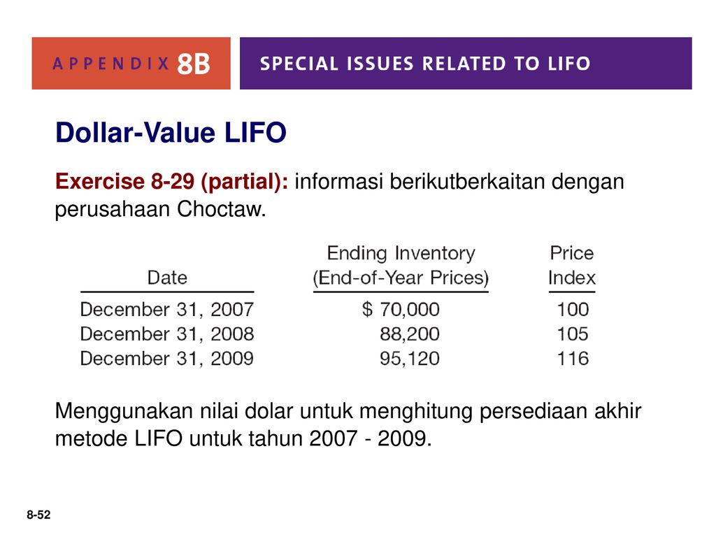Dollar value. LIFO on LIFO BSS 1/1 L/S/D included.