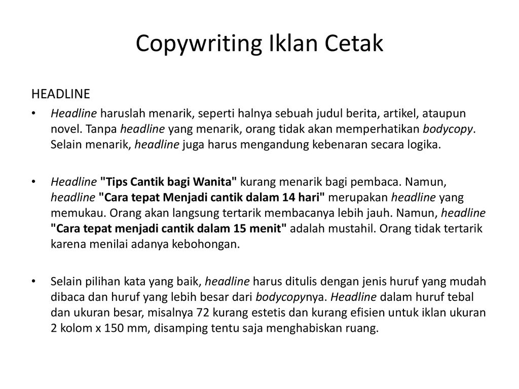 Copywriting Iklan Cetak Ppt Download