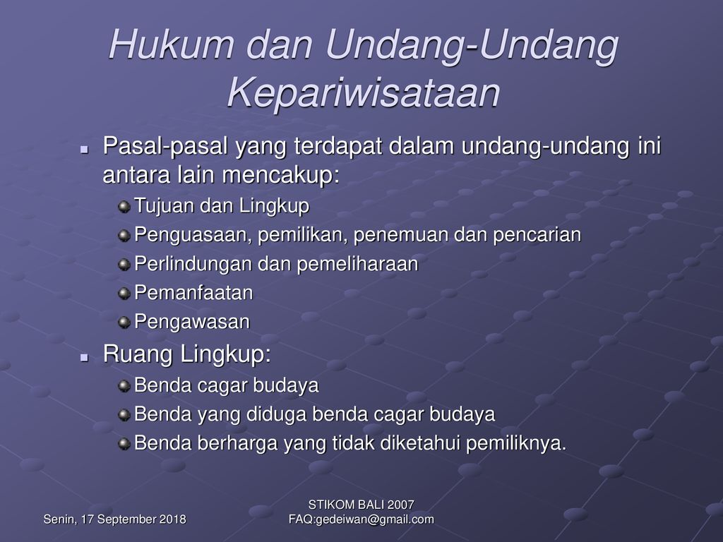 Bagian 4 Hukum Dan Undang-Undang Kepariwisataan - Ppt Download