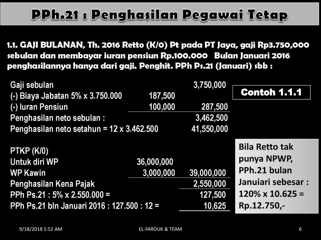 Penghitungan Pemotongan Pph 21 26 Ppt Download