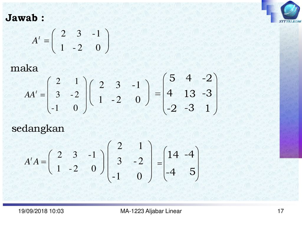 Aljabar Linear Elementer - Ppt Download