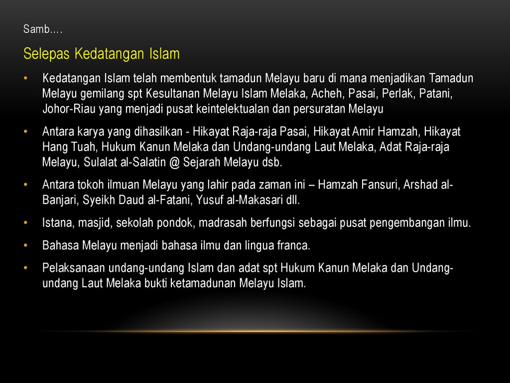 TAMADUN MELAYU TERAS TAMADUN MALAYSIA - ppt download