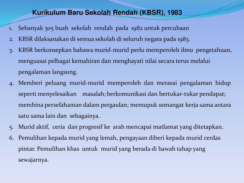 Kurikulum Baru Sekolah Rendah (KBSR), 1983