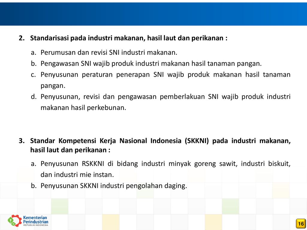 Pangan PROGRAM DAN KEGIATAN DIREKTORAT INDUSTRI MAKANAN, HASIL LAUT DAN ...