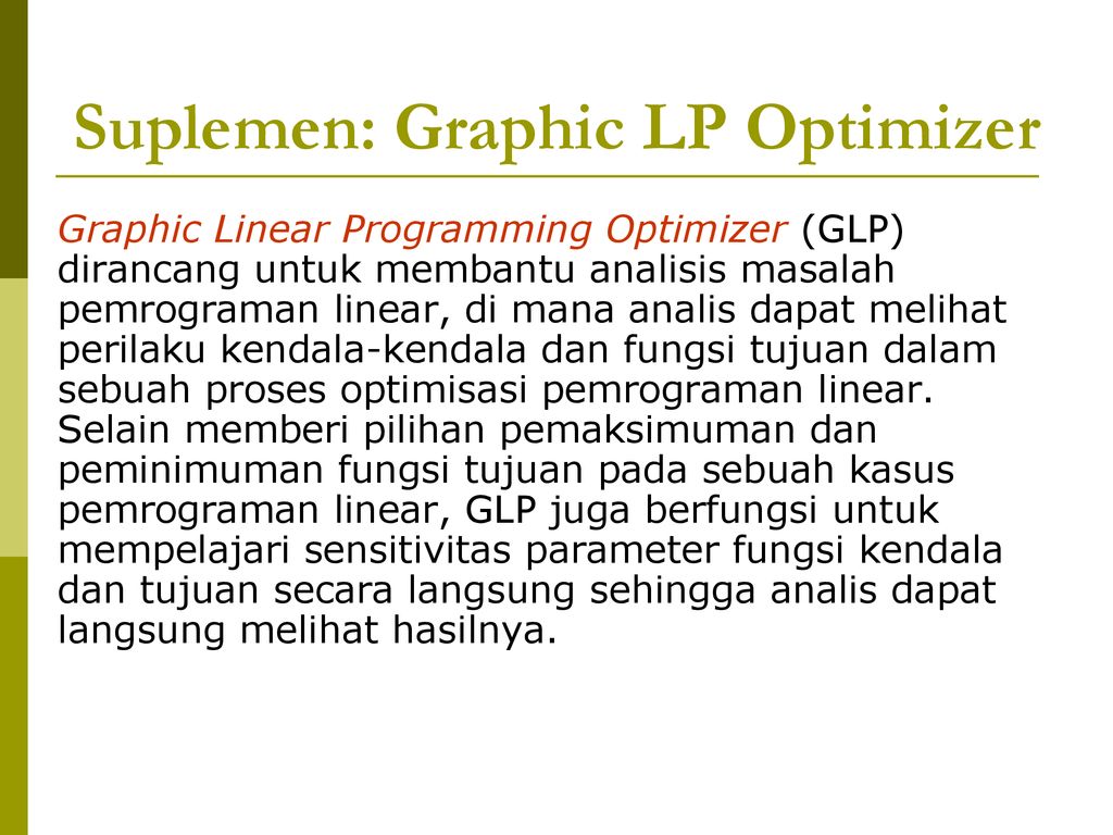 APLIKASI TEKNOLOGI PADA MODEL OPTIMASI - Ppt Download