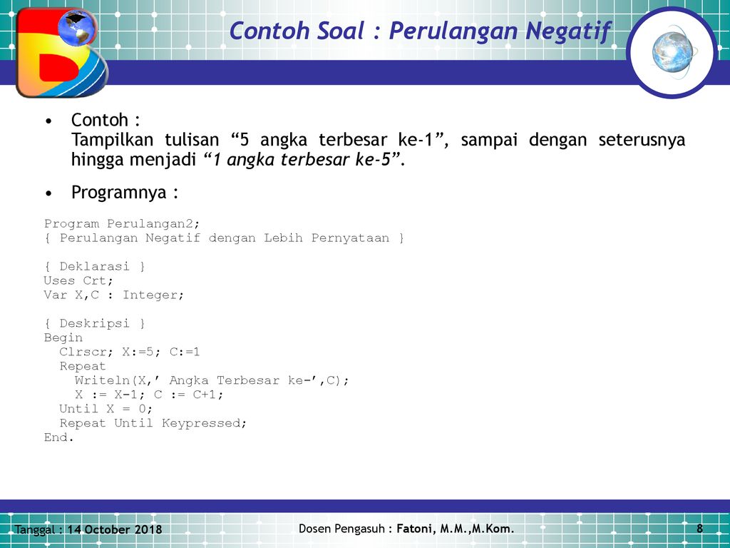 Chapter 5 Perulangan Repeatition Ppt Download