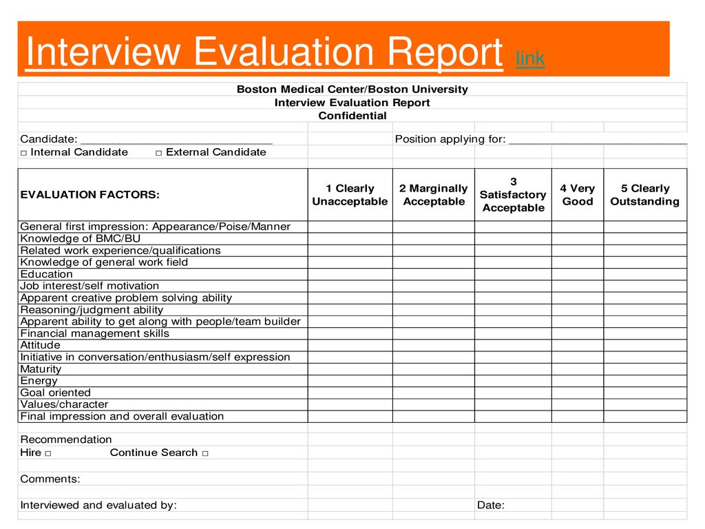 Conditions evaluation report