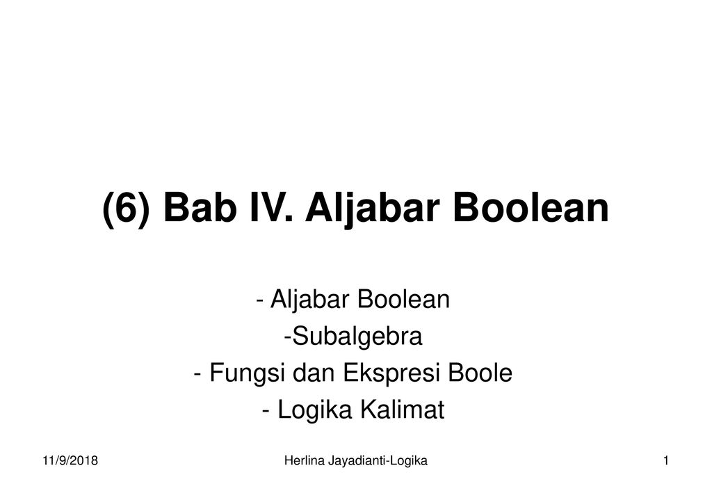 (6) Bab IV. Aljabar Boolean - Ppt Download