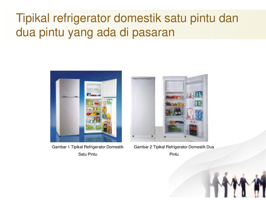 Tipikal refrigerator domestik satu pintu dan dua pintu yang ada di pasaran