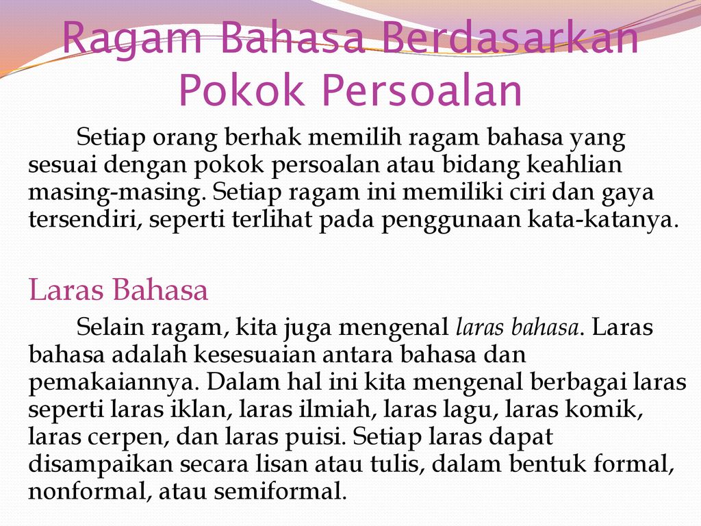 Ragam Bahasa Ppt Download