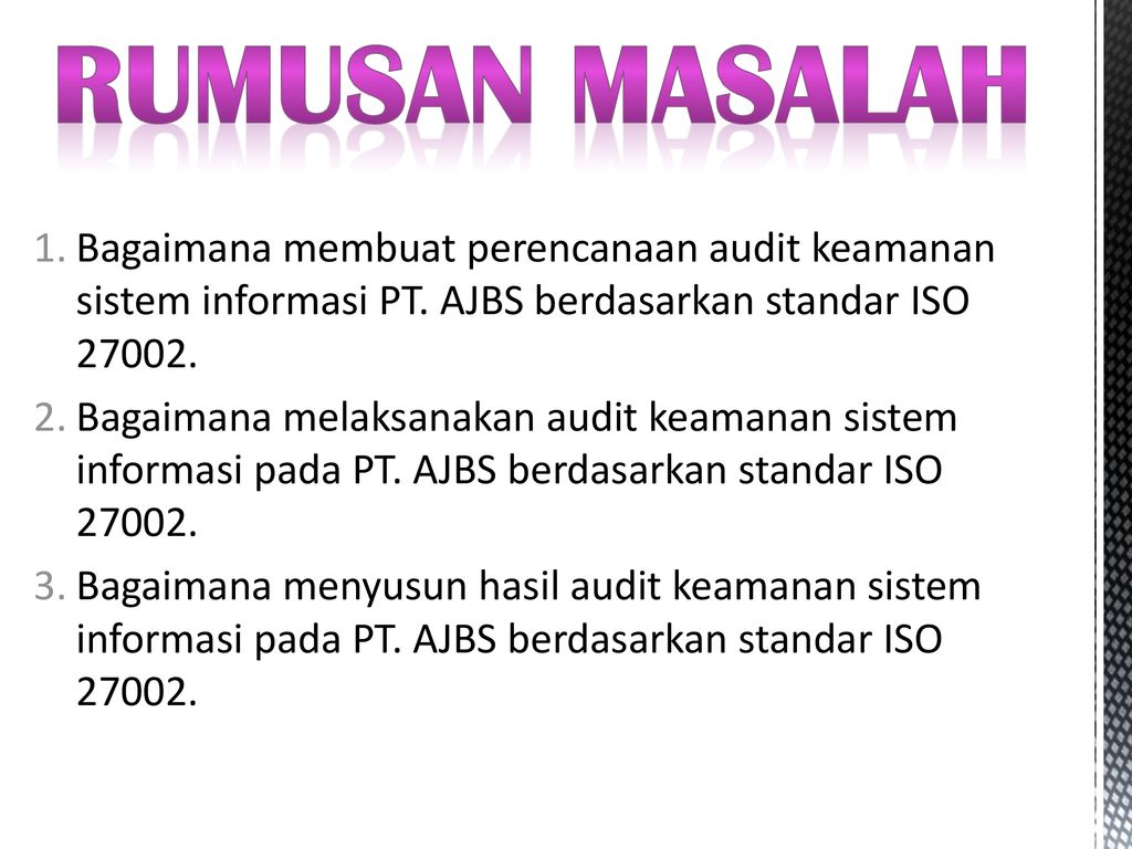 Audit Sistem Informasi Studi Kasus Pt Aneka Jaya Baut Sejahtera Ppt Download