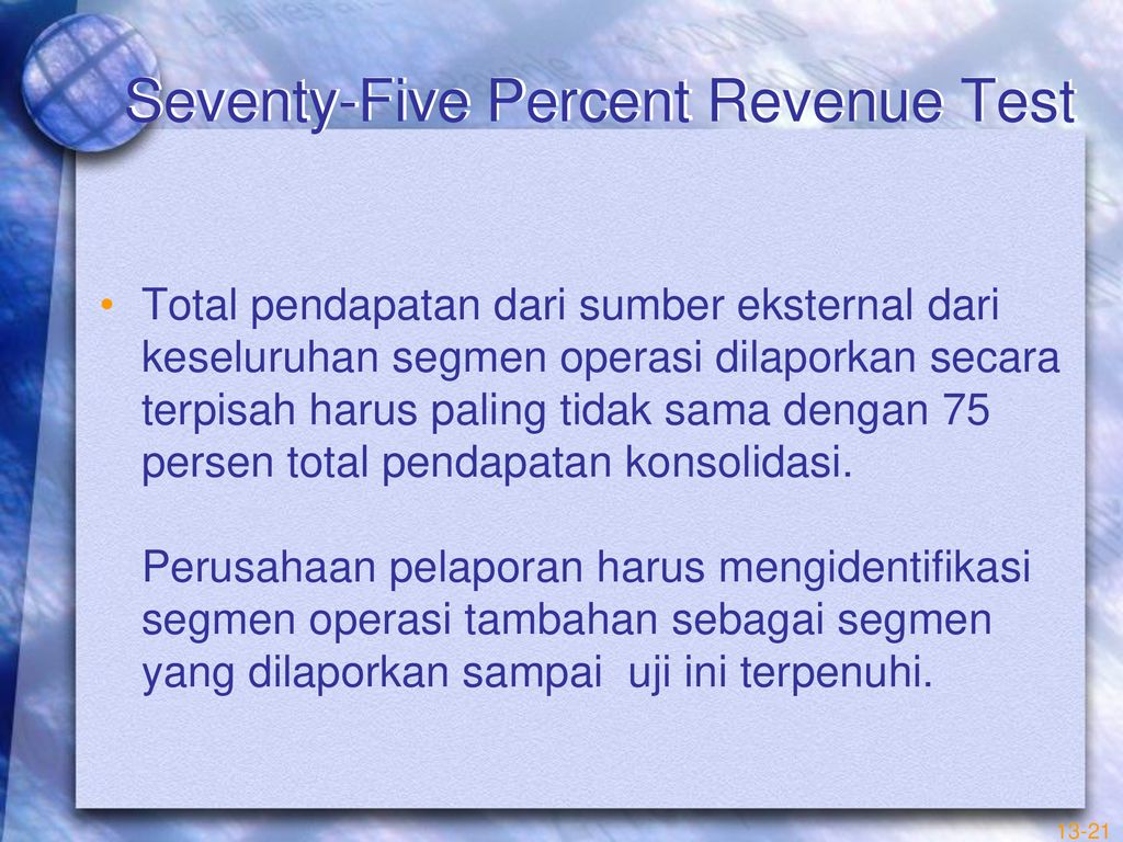 Seventy-Five Percent Revenue Test