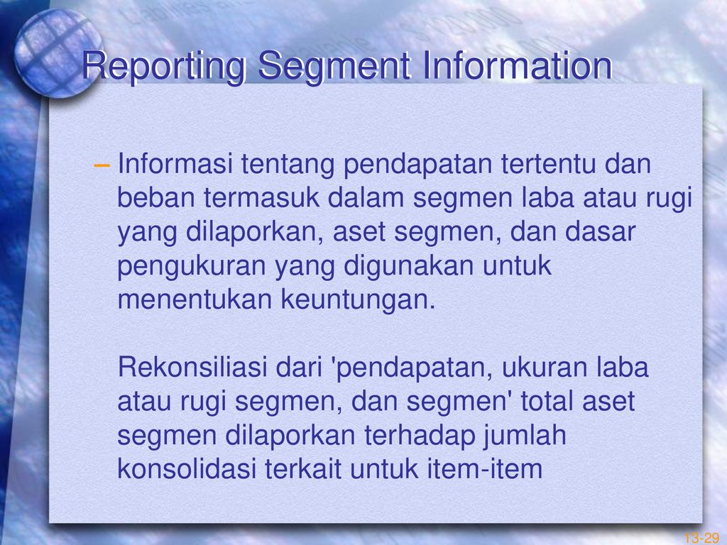 Reporting Segment Information