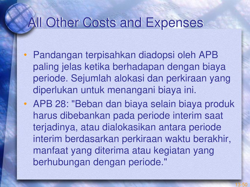 All Other Costs and Expenses