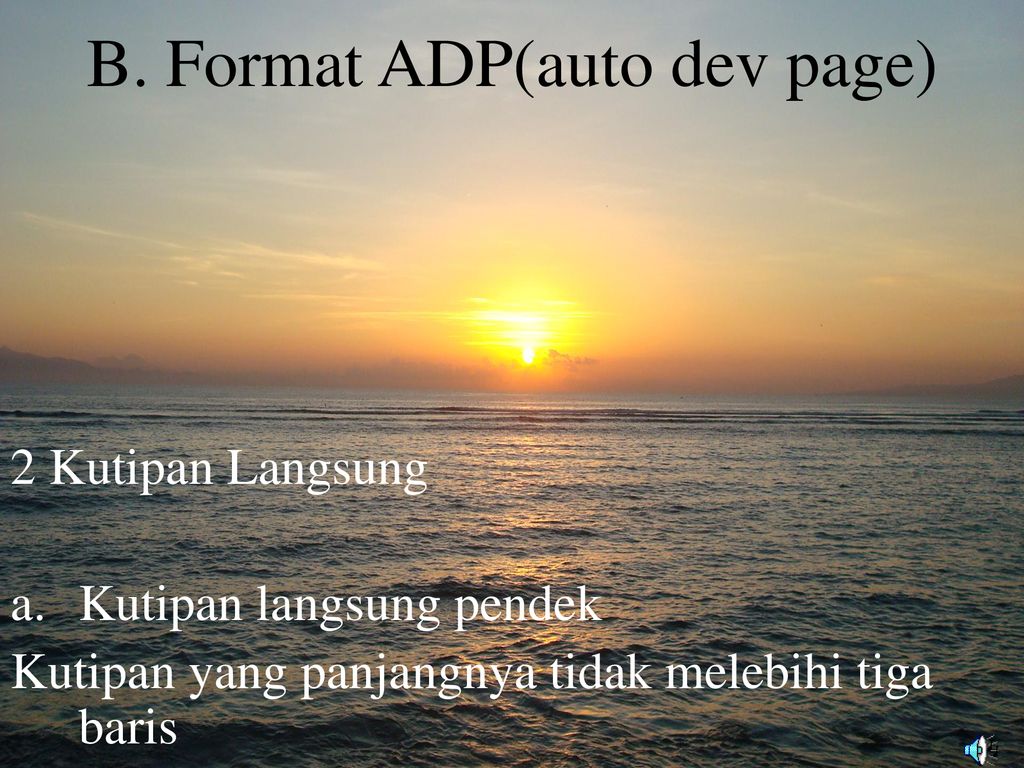 B. Format ADP(auto dev page)