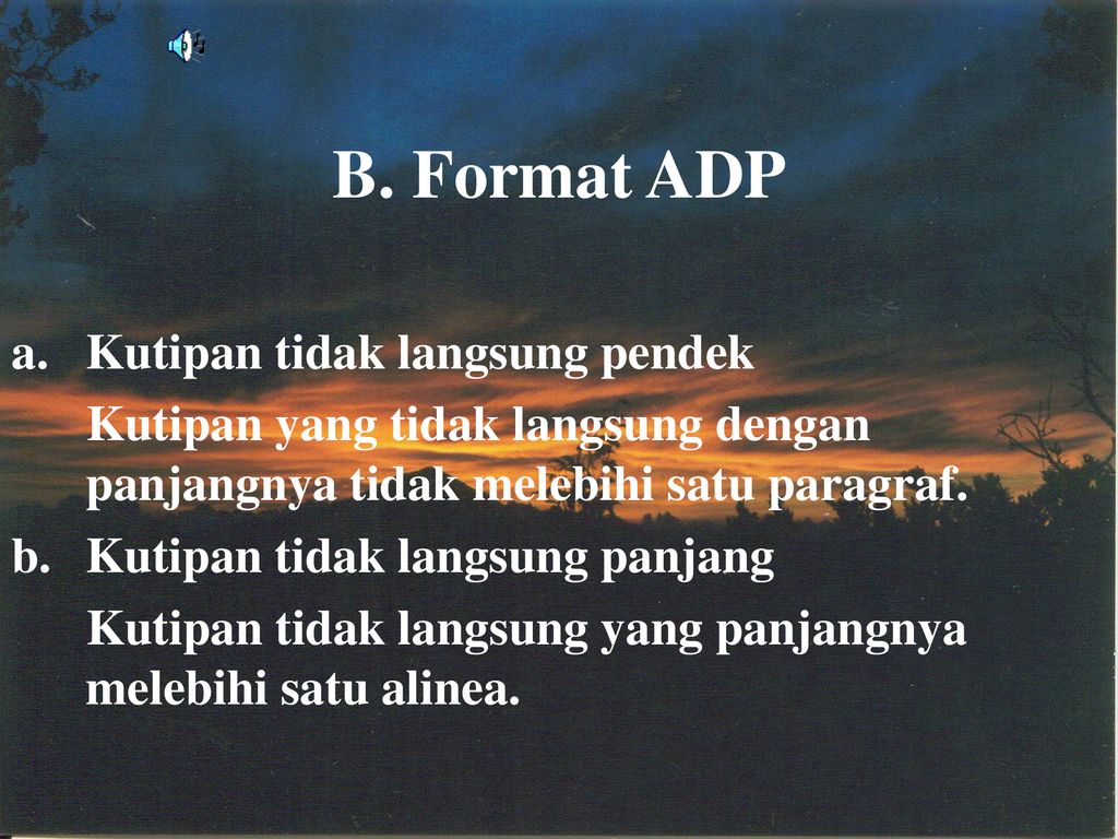 B. Format ADP Kutipan tidak langsung pendek