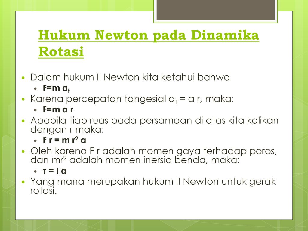 Hukum Newton pada Dinamika Rotasi