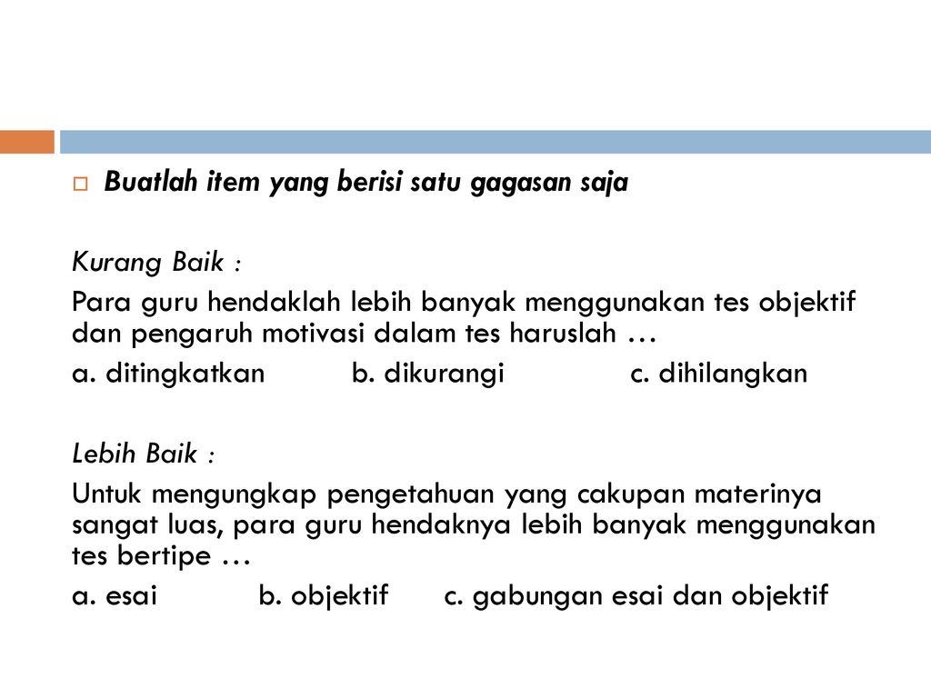 PENULISAN ITEM (Tes Prestasi). - Ppt Download