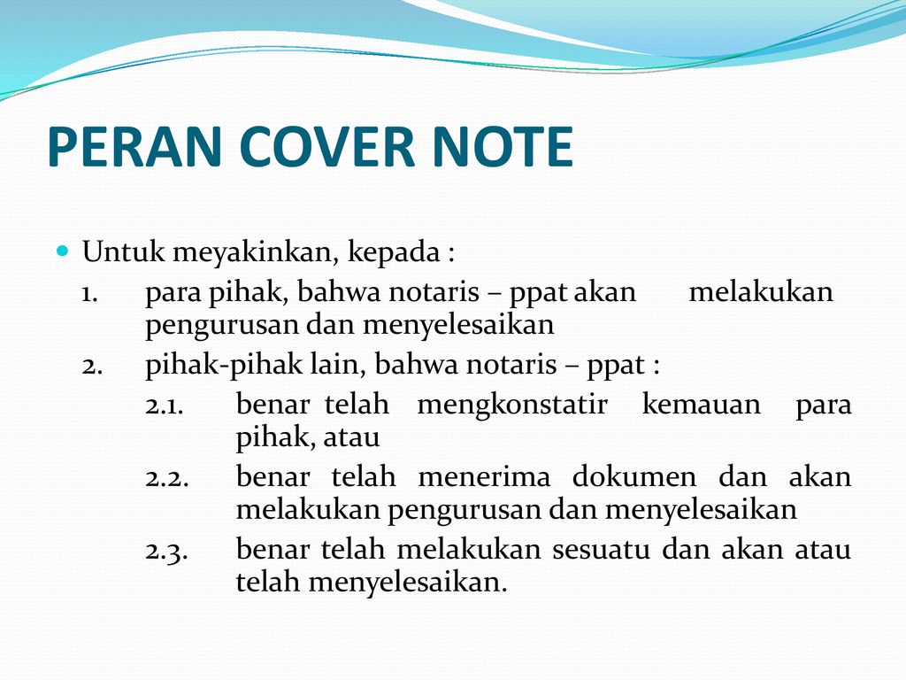 COVER NOTE NOTARIS – PPAT Wahyudi Suyanto - Ppt Download