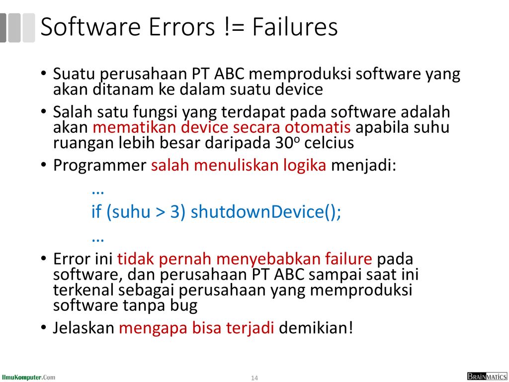 Software Errors != Failures
