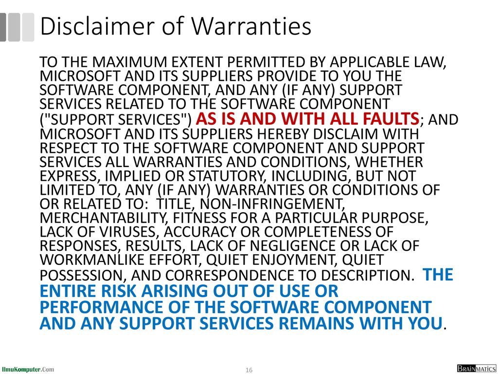 Disclaimer of Warranties