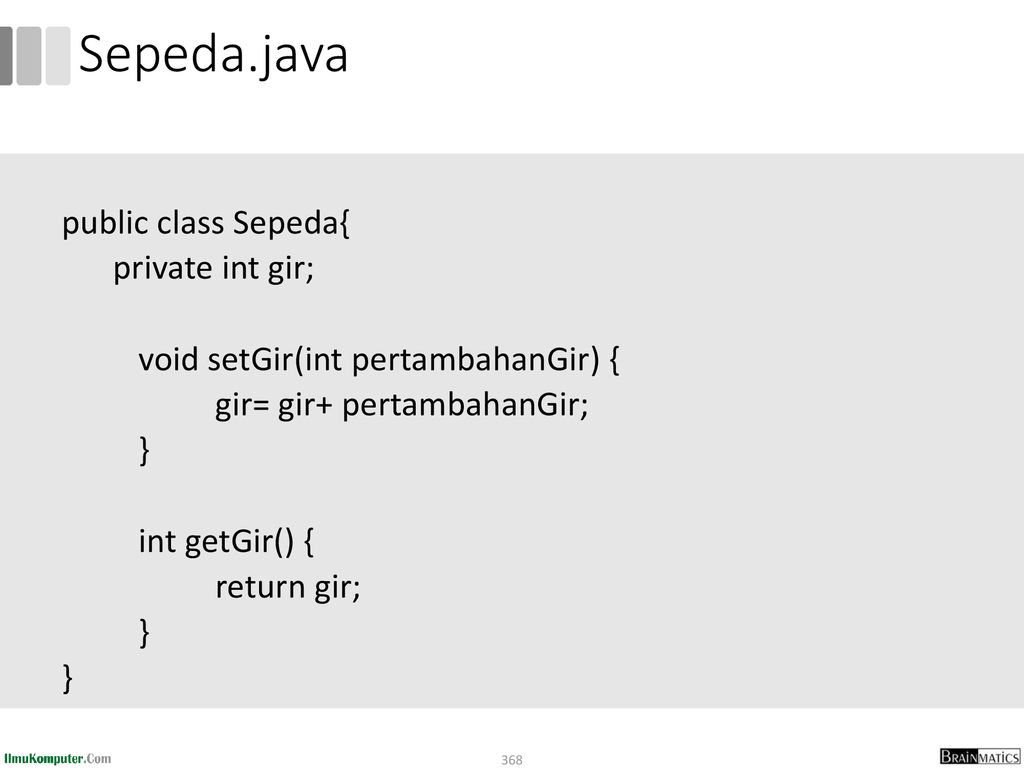 Object-Oriented Programming. Sepeda.java.