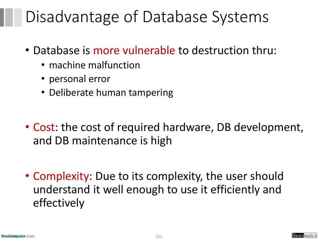 Disadvantage of Database Systems