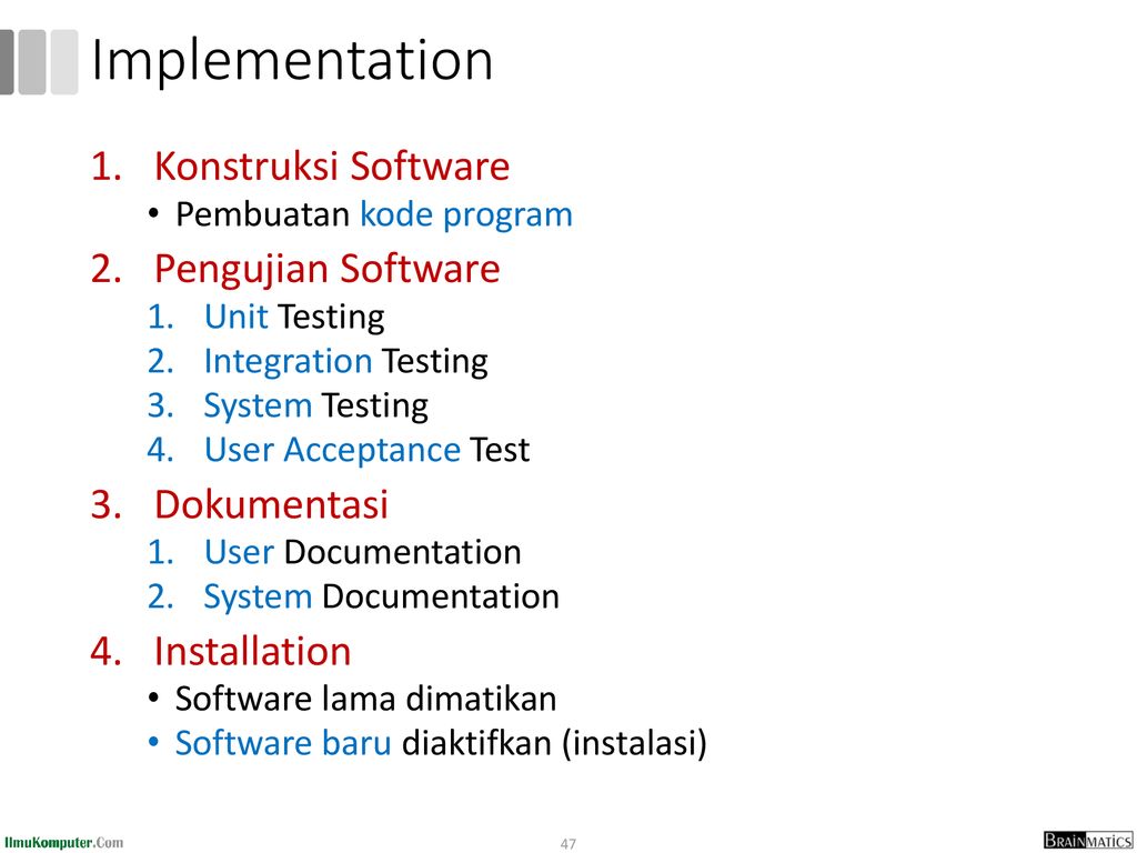 Implementation Konstruksi Software Pengujian Software Dokumentasi
