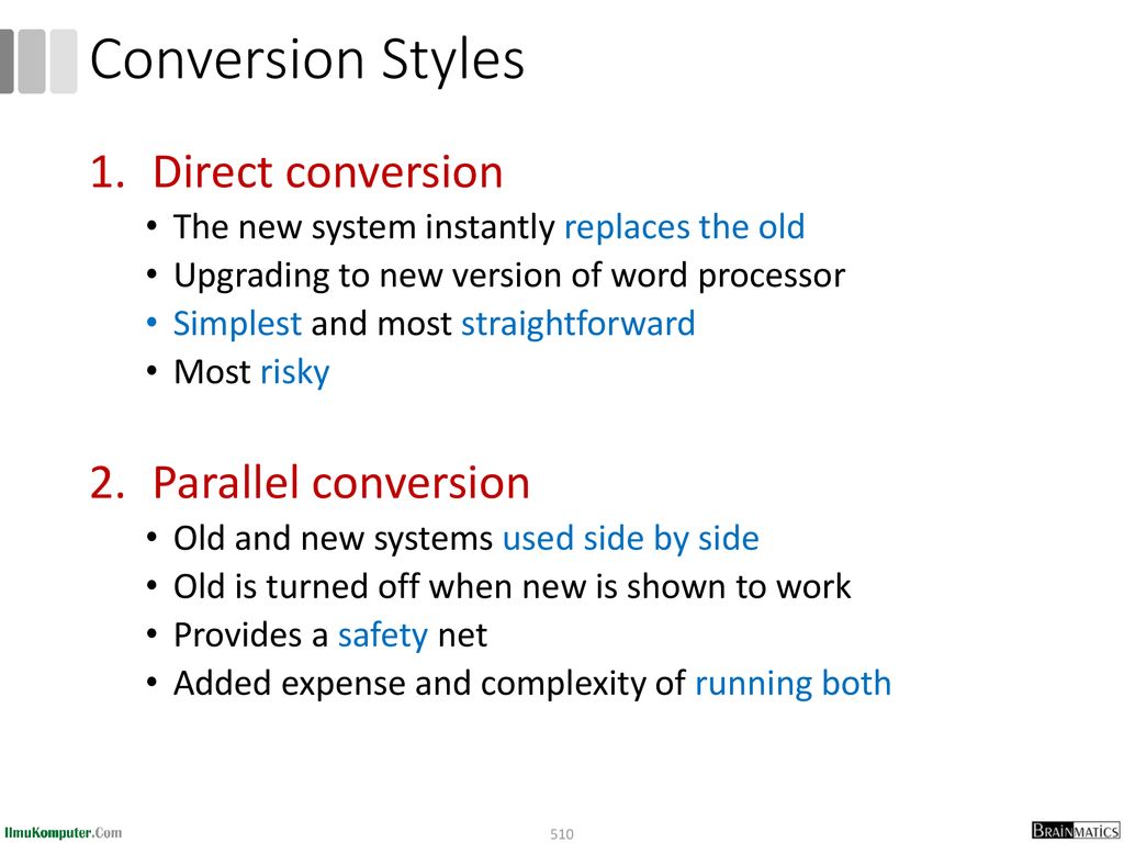 Conversion Styles Direct conversion Parallel conversion