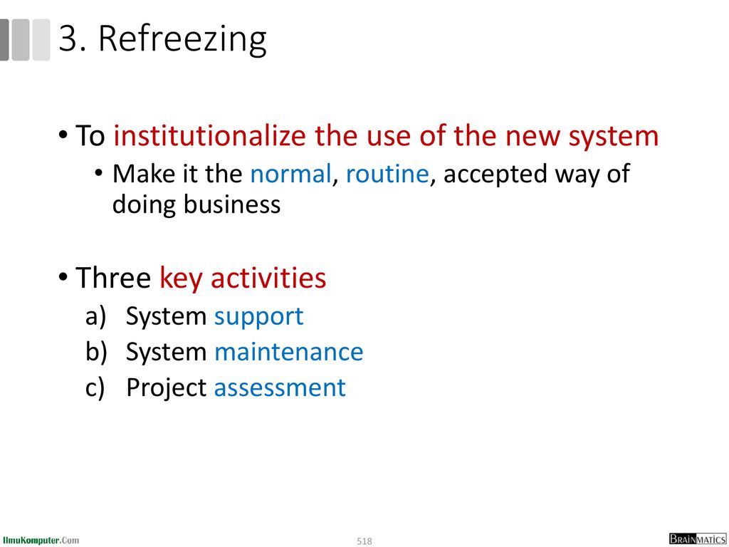 3. Refreezing To institutionalize the use of the new system