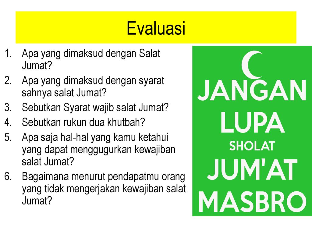 Sebutkan 6 Syarat Wajib Shalat Jumat - Malaya