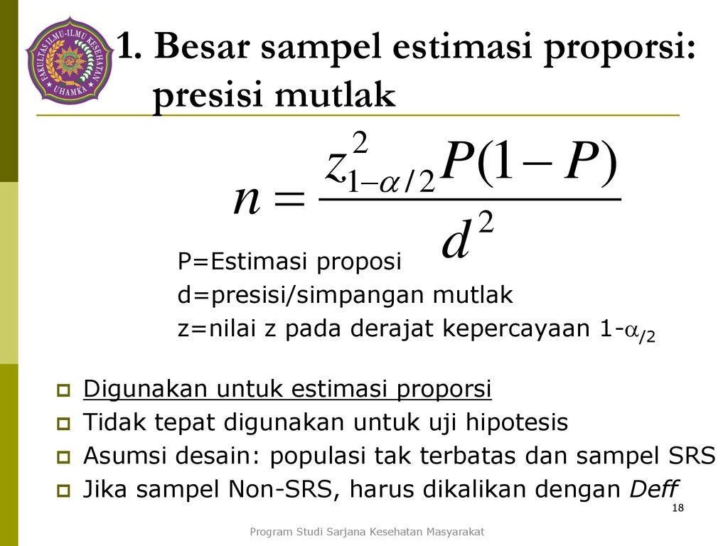 Sesi 5: Perhitungan Besar Sampel Untuk Estimasi Parameter - Ppt Download