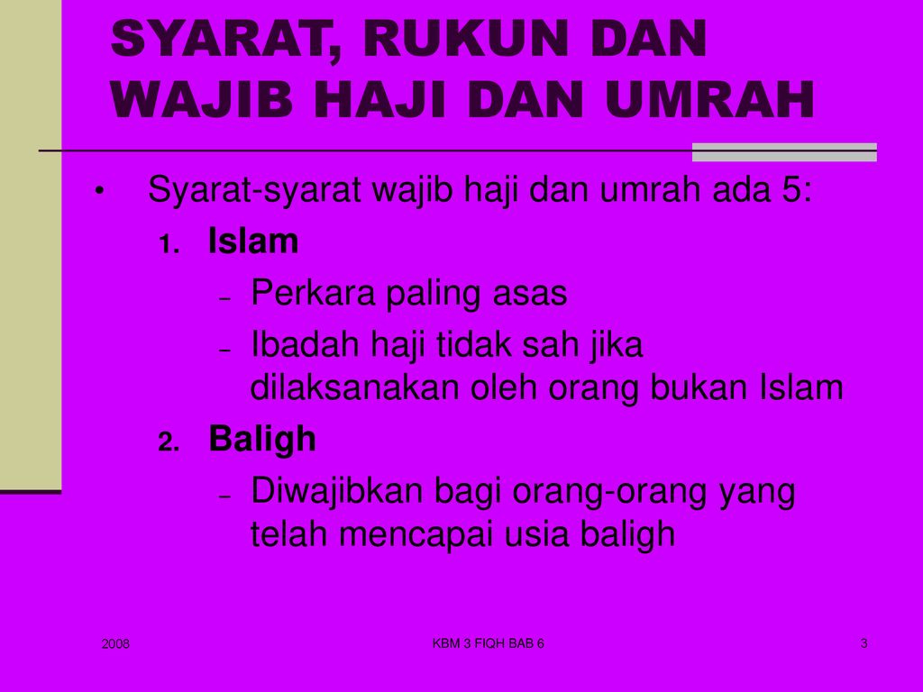 Bab 6 Syarat Rukun Dan Wajib Haji Dan Umrah Ppt Download