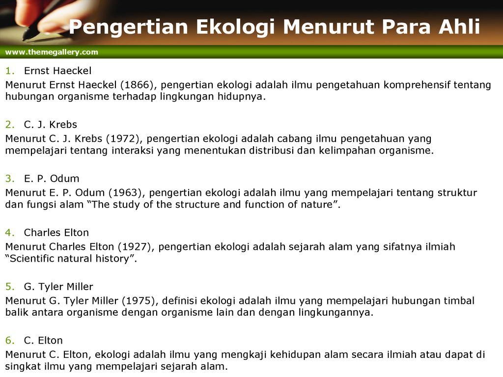 Hakikat Ekologi: Definisi, ruang lingkup dan perkembangan ekologi 