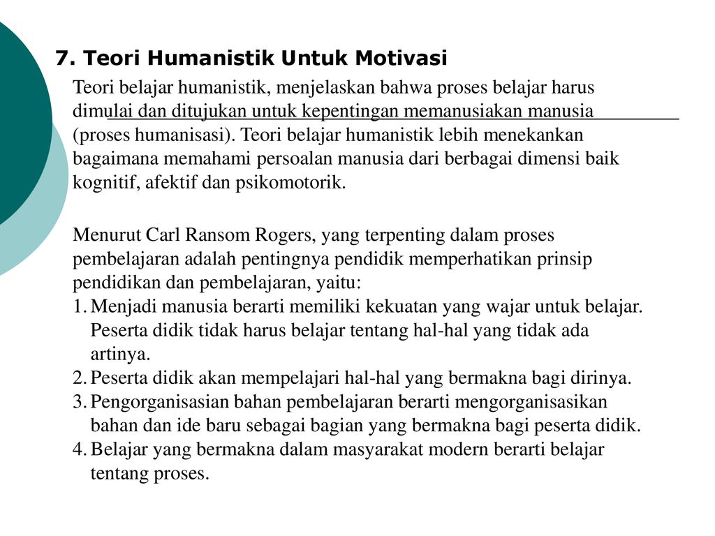 TEORI BELAJAR DAN MOTIVASI - Ppt Download