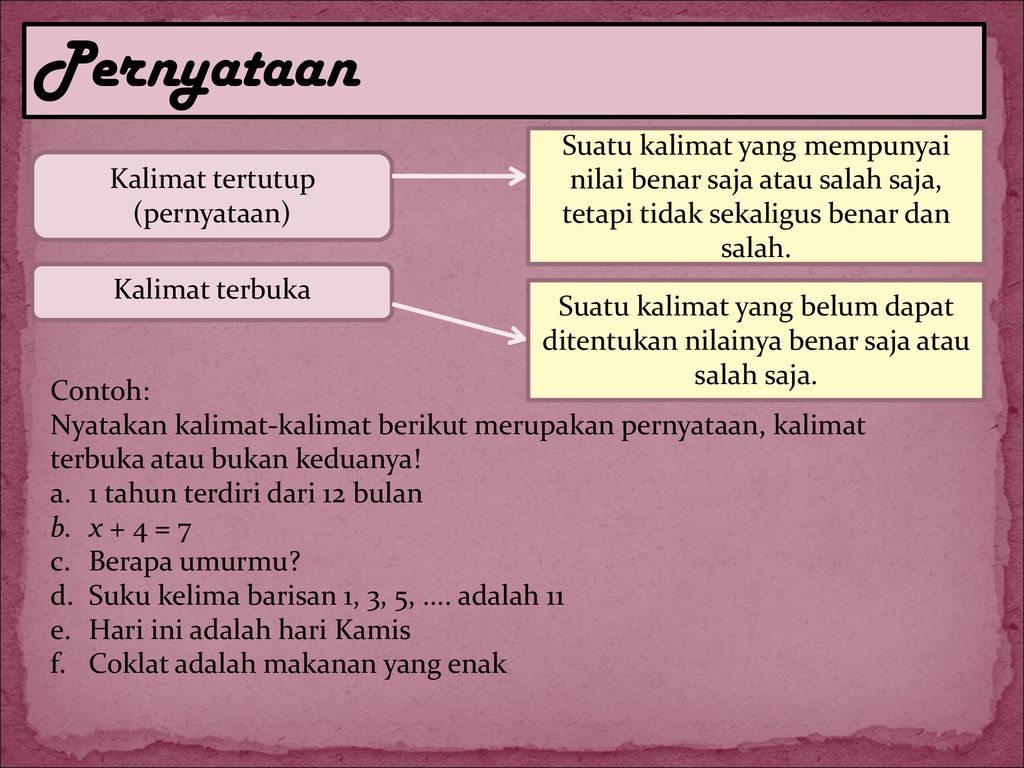 Contoh Kalimat Tertutup Dalam Matematika - Matematika Dasar